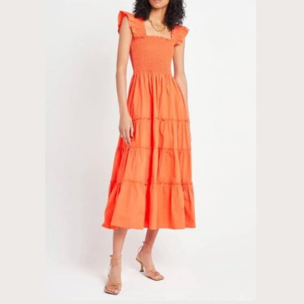 Kourt Women's Shirred Bodice Tiered Skirt Midi Dress - XS